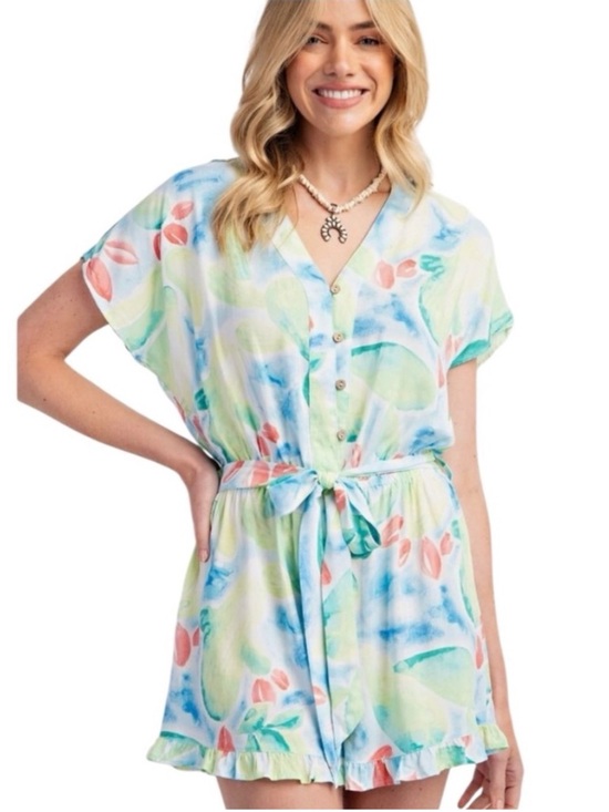 easel Pants - P121:  EASEL NWT ROMPER OCEAN BLUE (R2M & H25)